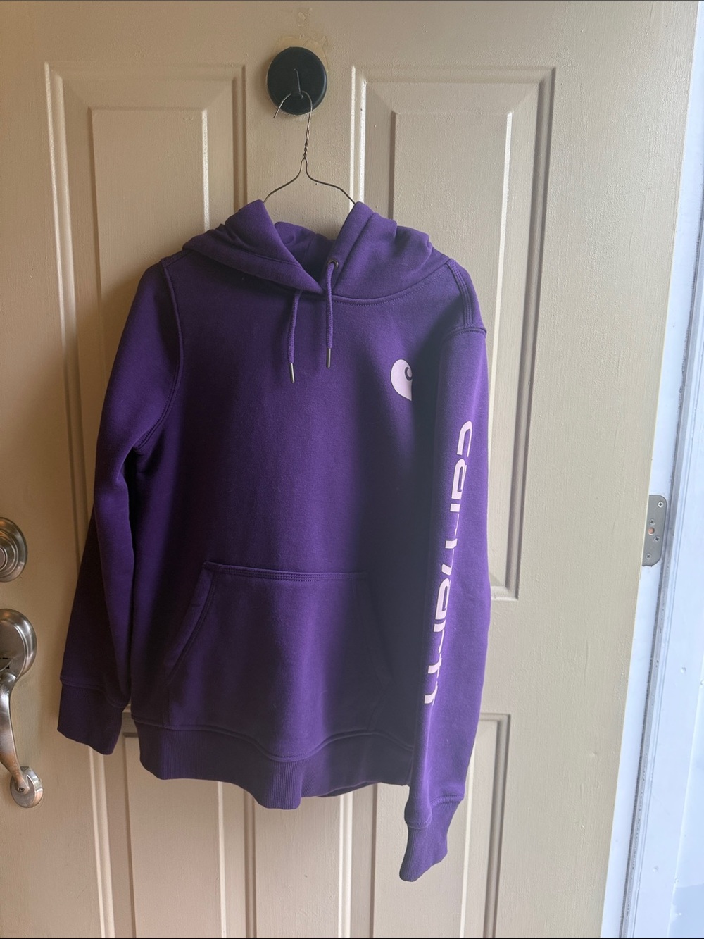 Carhartt Purple Crewneck Hoodie with Sleeve Logo